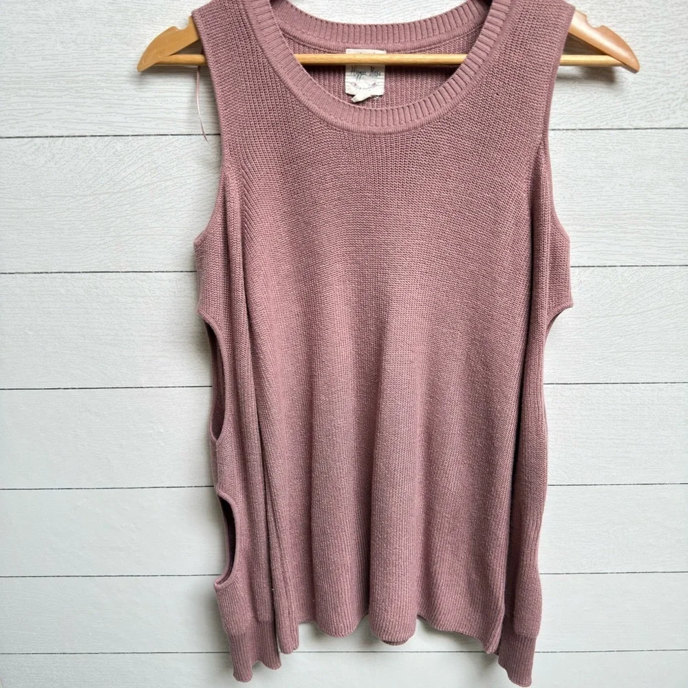 Hippie Rose | Mauve Cutout Sleeve Sweater – Soft Edge | Size L